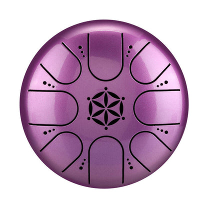 MiSoundofNature 5 Inches 8 Notes C Key ED3 Steel Titanium Alloy Mini Steel Tongue Drum - Hollow-Carved Design