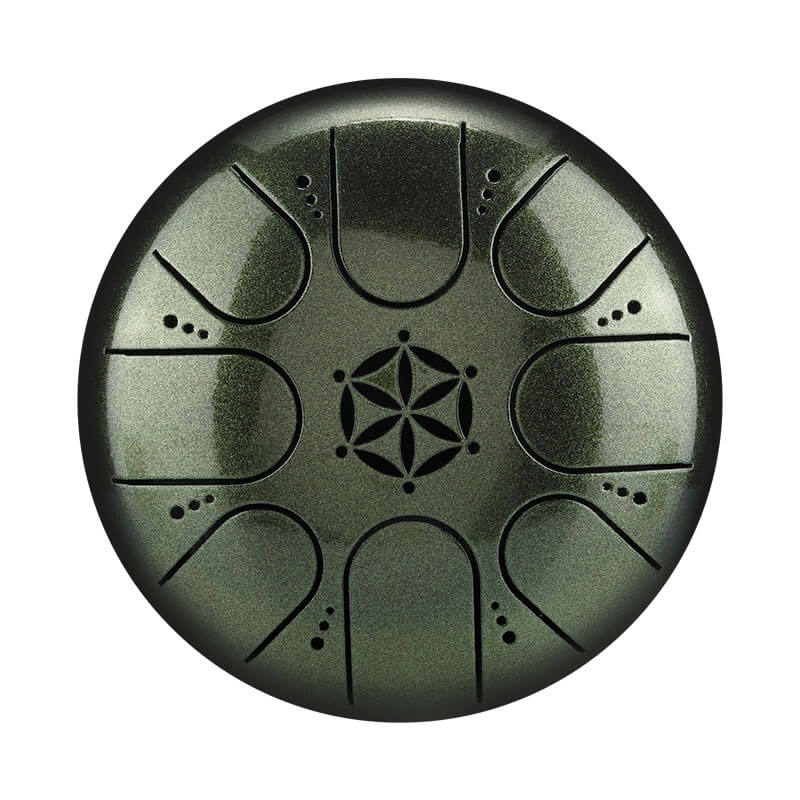 MiSoundofNature 5 Inches 8 Notes C Key ED3 Steel Titanium Alloy Mini Steel Tongue Drum - Hollow-Carved Design