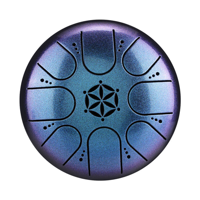 MiSoundofNature 5 Inches 8 Notes C Key ED3 Steel Titanium Alloy Mini Steel Tongue Drum - Hollow-Carved Design