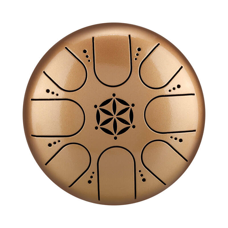 MiSoundofNature 5 Inches 8 Notes C Key ED3 Steel Titanium Alloy Mini Steel Tongue Drum - Hollow-Carved Design