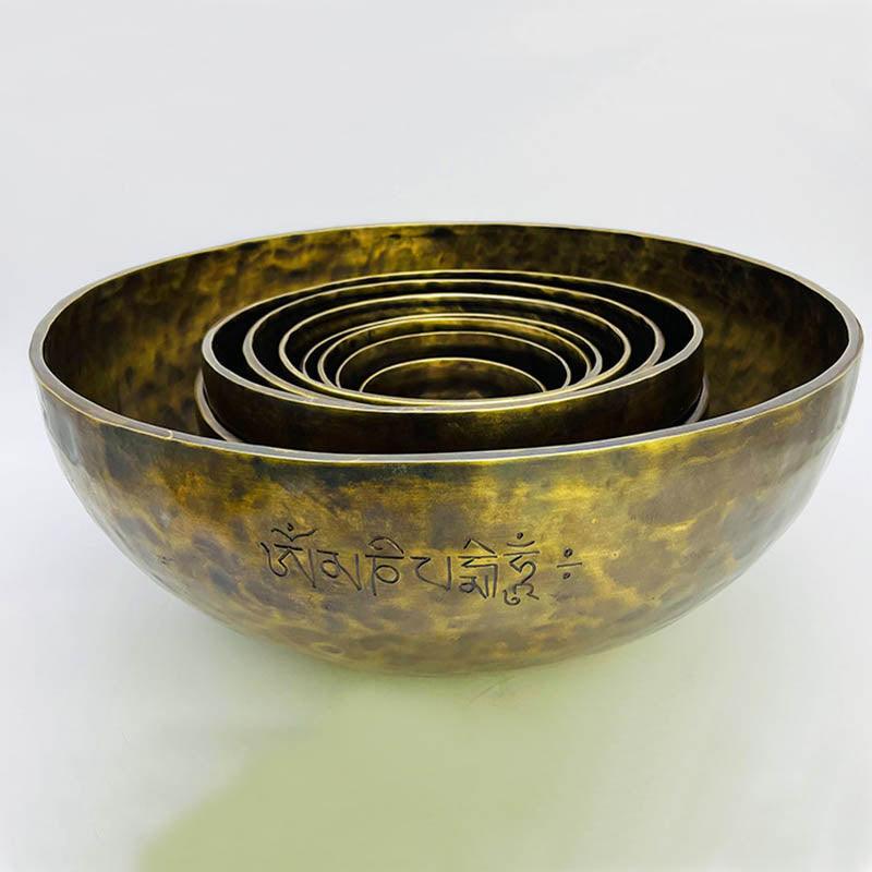 24~34cm Full Moon Singing Bowl Handmade Tibetan Singing Bowl Meditation Sound Bowl Chakra Healing - HLURU.SHOP