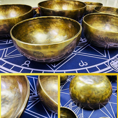 24~34cm Full Moon Singing Bowl Handmade Tibetan Singing Bowl Meditation Sound Bowl Chakra Healing - HLURU.SHOP