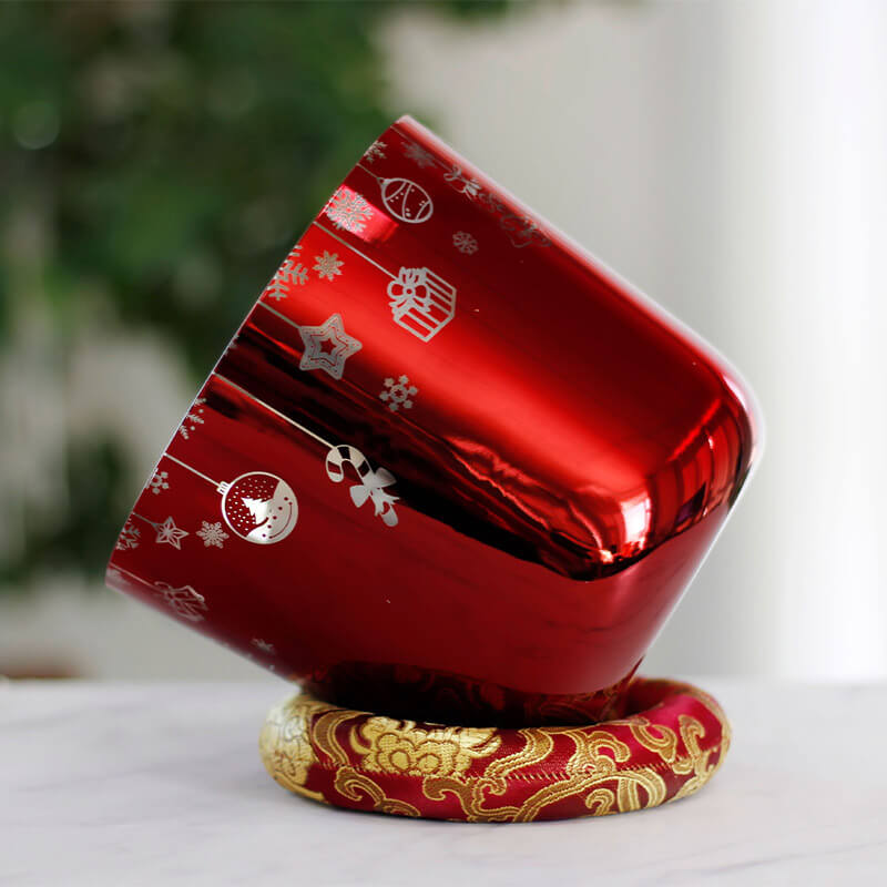 MiSoundofNature Christmas Red Crystal Sound Bowls 5 -9 Inch Quartz 7 Chakra Singing Bowls Meditation Healing Relaxation Cleansing