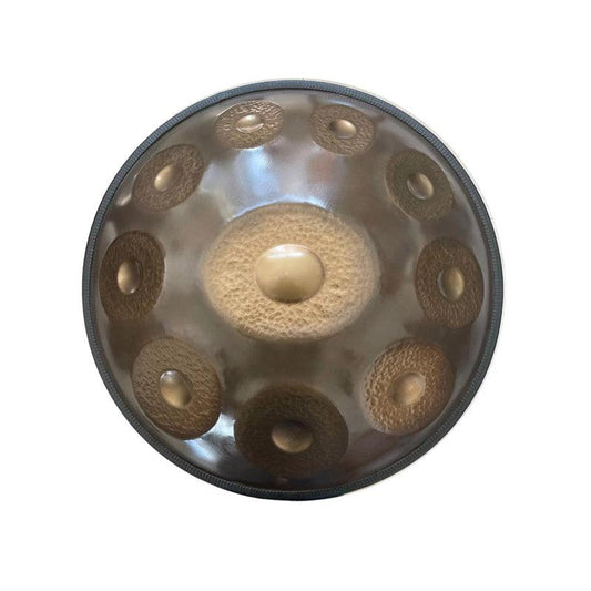 MiSoundofNature Sun God Handmade Hammering Customized F3 Low Pygmy Scale 22 Inch 10/(10+2) Tones Nitride Steel Handpan Drum,Available in 432 Hz and 440 Hz