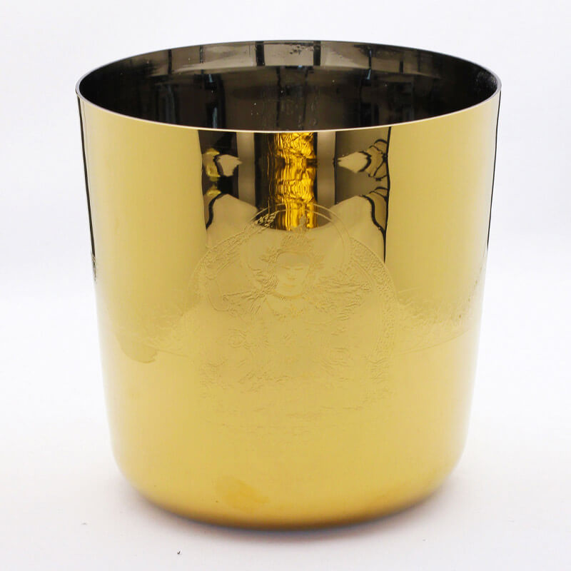 MiSoundofNature Gold 4" - 12" Crystal Singing Bowl with Buddha Statue Pattern Design Quartz Sound Bowls Crystal Healing Bowls