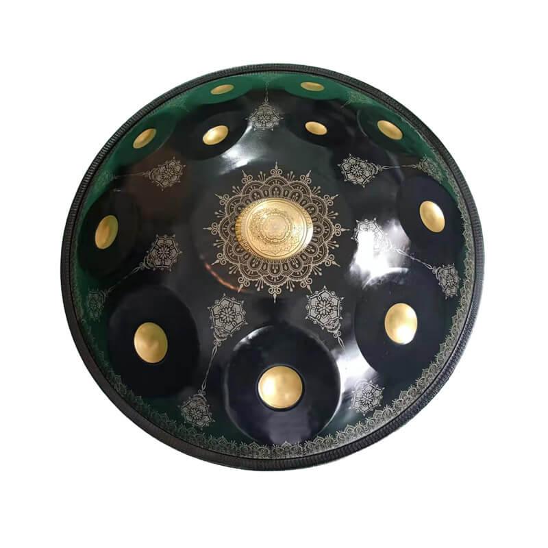 MiSoundofNature Royal Garden Customized Nitride Steel HandPan Drum D Minor Sabye Scale 22 Inches 9/10/12 Notes, Available in 432 Hz and 440 Hz - Gold-plated Sound Area, Laser engraved Mandala pattern. Never fade. - HLURU.SHOP