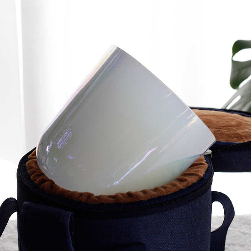 MiSoundofNature Mother Of Pearl White Color Crystal Singing Bowls 7 Chakra Sound Healing Bowls