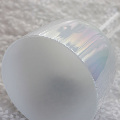 MiSoundofNature Mother Of Pearl Color Crystal Bowl With Handle Energy Therapy Chakra Quartz Crystal Singing Bowl Handle 432 HZ/440 Hz