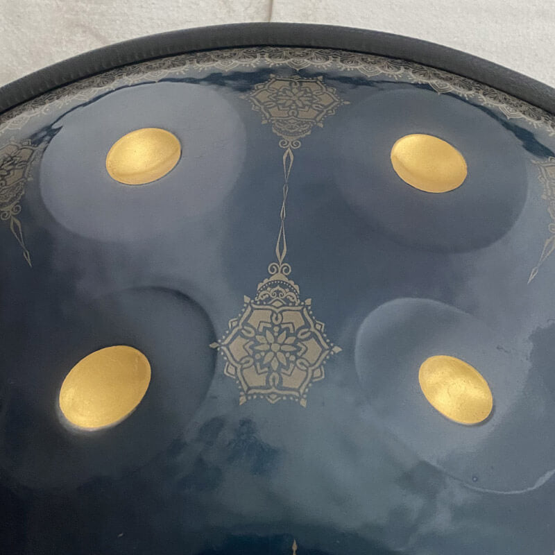 MiSoundofNature Mandala Pattern Customized F3 Standard Version 22 Inch (12+2) Notes Stainless Steel / Nitride Steel Handmade Handpan Drum, Available in 432 Hz and 440 Hz