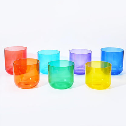 Alchemy Colorful Crystal Singing Bowl Set Clear 7 Seven Chakra Sound Bath Bowl Set 440/432Hz - HLURU.SHOP