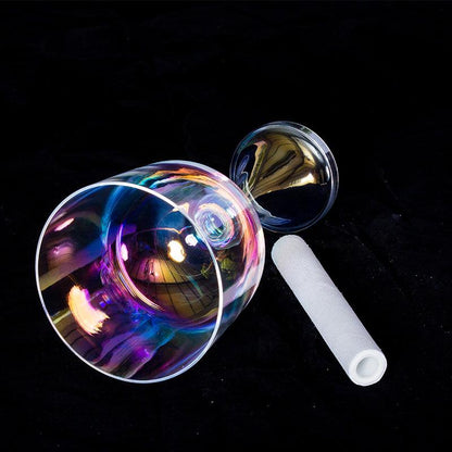 Colorful Clear Chalice Singing Bowl Rainbow Crystal Bowls For Yoga Meditation - HLURU.SHOP