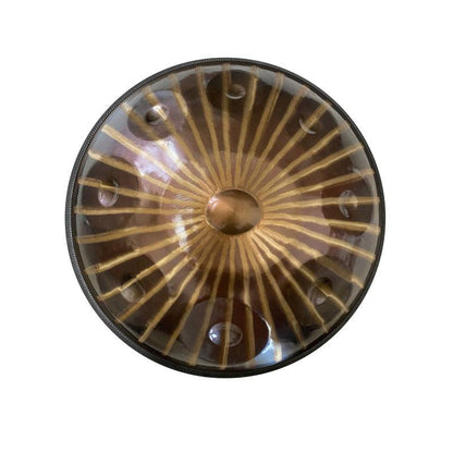 Customized MiSoundofNature Sun God D Minor Hijaz Scale 22'' 9/10/12 Notes High-end 1.2mm Stainless Steel Handpan Drum, Available in 432 Hz and 440 Hz - HLURU.SHOP