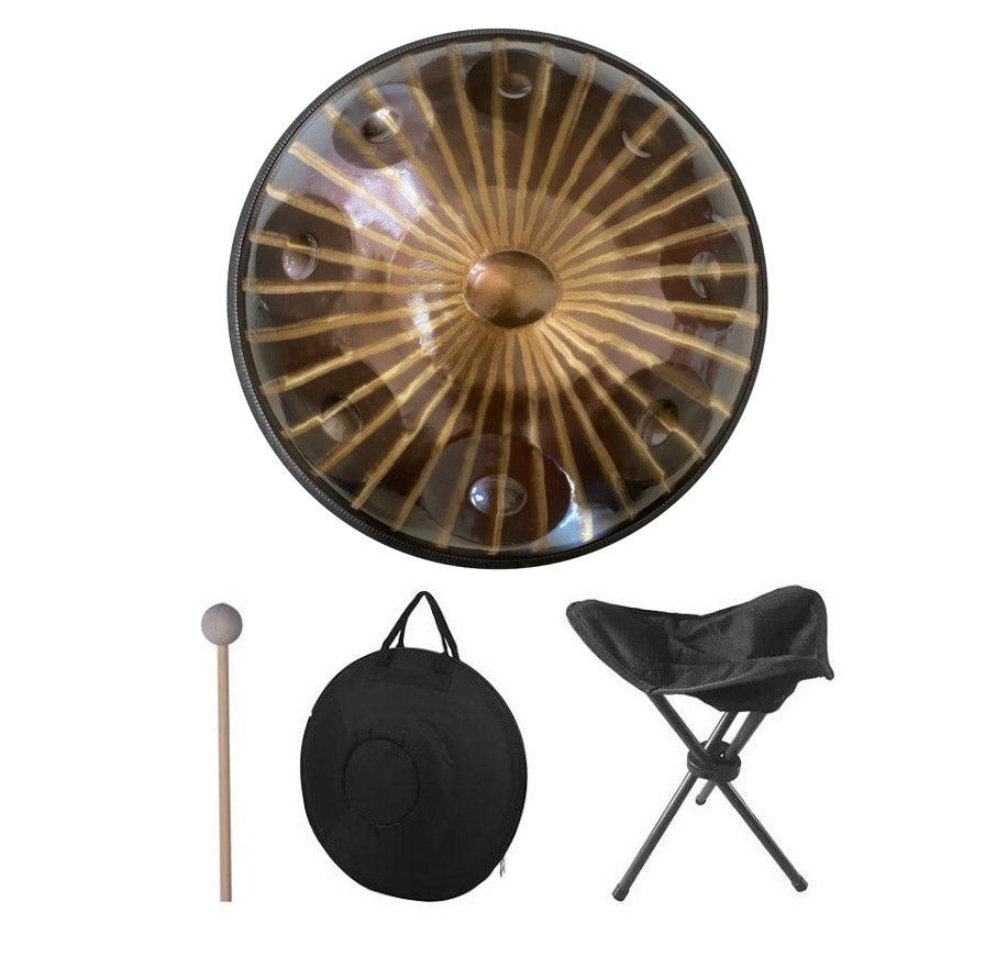 Customized MiSoundofNature Sun God D Minor Sabye Scale 22'' 9/10/12 Notes High-end 1.2mm Stainless Steel Handpan Drum, Available in 432 Hz and 440 Hz - HLURU.SHOP