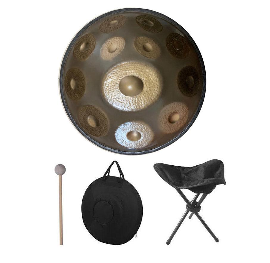 Customized MiSoundofNature Sun God Handmade Hammering High-end 22 Inches 12 Tones C Major Nitride Steel Handpan Drum, Available in 432 Hz and 440 Hz - HLURU.SHOP