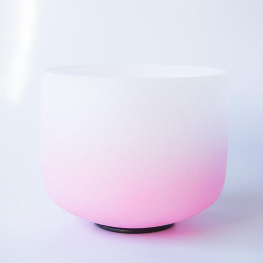 Gradient Pink Crystal Singing Bowl Frosted Quartz Sound Bowl 440/432Hz Chakra Bowl - HLURU.SHOP