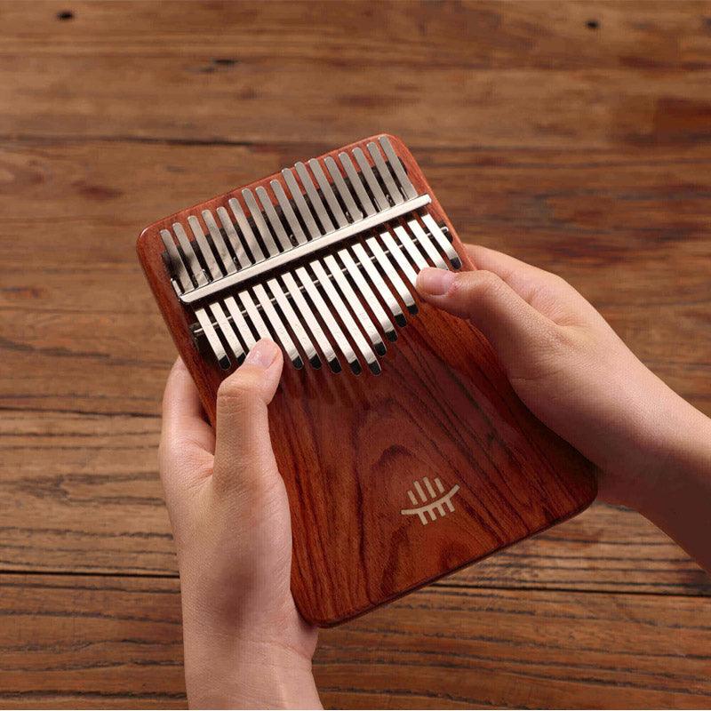 HLURU 17 Key Flat Board Kalimba Thumb Piano, Zambian RoseWood Guibourtia Single Board Arc Chamfering C Tone Kalimba Instrument - HLURU.SHOP