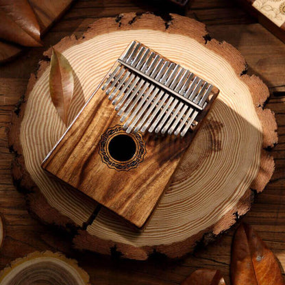 HLURU 17 Key Hollow Kalimba Thumb Piano, Acacia Round Hole Opening Box Resonace Single Board Trepanning C Tone Kalimba Instrument - HLURU.SHOP