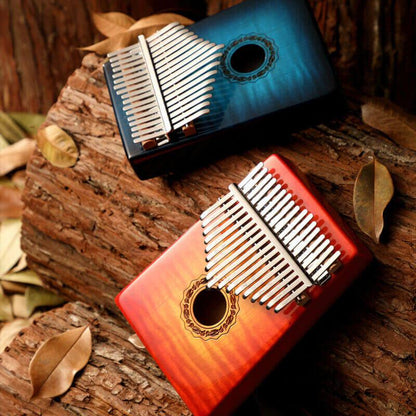 HLURU 17 Key Hollow Kalimba Thumb Piano, Curly Maple Round Hole Opening Box Resonace Trepanning C Tone Kalimba Instrument - HLURU.SHOP