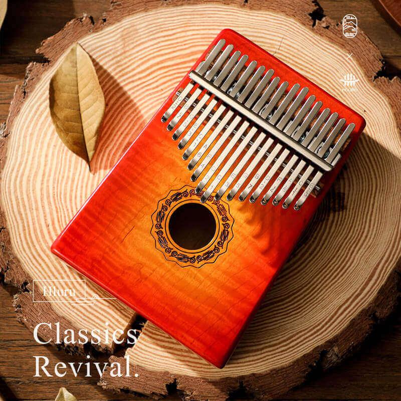 HLURU 17 Key Hollow Kalimba Thumb Piano, Curly Maple Round Hole Opening Box Resonace Trepanning C Tone Kalimba Instrument - HLURU.SHOP