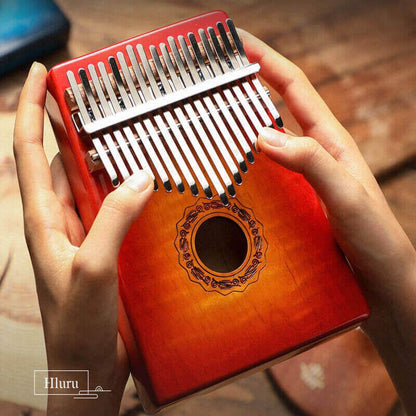 HLURU 17 Key Hollow Kalimba Thumb Piano, Curly Maple Round Hole Opening Box Resonace Trepanning C Tone Kalimba Instrument - HLURU.SHOP