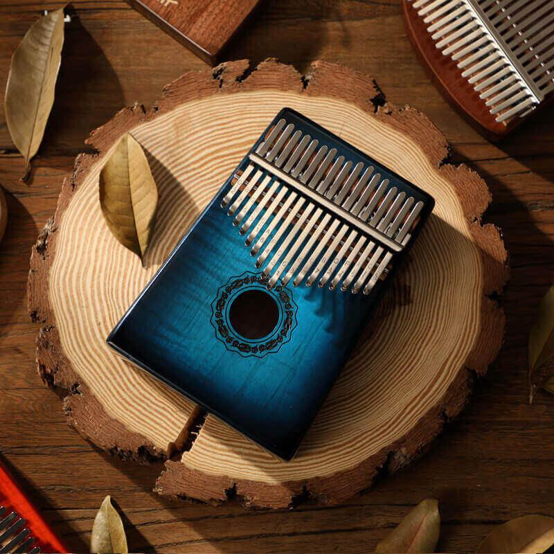 HLURU 17 Key Hollow Kalimba Thumb Piano, Curly Maple Round Hole Opening Box Resonace Trepanning C Tone Kalimba Instrument - HLURU.SHOP