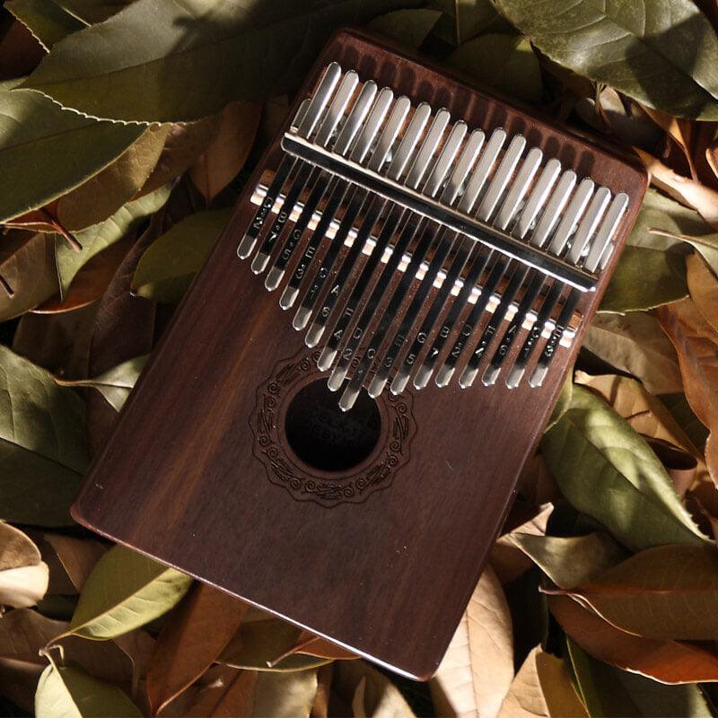 HLURU 17 Key Hollow Kalimba Thumb Piano, Walnut Round Hole Opening Box Resonace Single Board Trepanning C Tone Kalimba Instrument - HLURU.SHOP