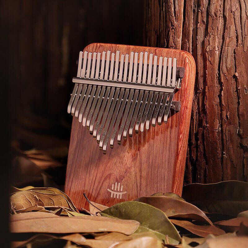 HLURU 21 Key Flat Board Kalimba Thumb Piano, Zambian RoseWood Guibourtia Single Board Arc Chamfering C Tone Kalimba Instrument - HLURU.SHOP