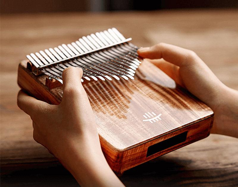 HLURU 21 Key Hollow Kalimba Thumb Piano, Box Resonace Walnut Wood Kalimba Instrument Trepanning C Tone With a Hole at The Bottom - HLURU.SHOP