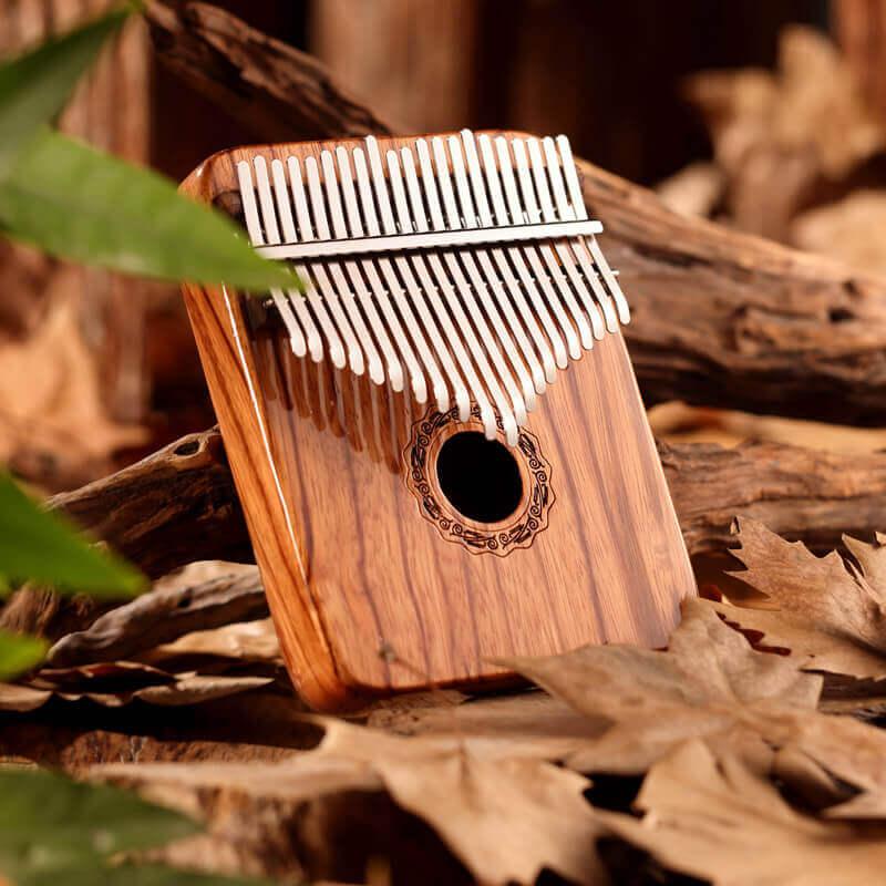 HLURU 21 Key Hollow Kalimba Thumb Piano, Gabonese Rosewood Guibourtia Box Resonace Single Board Trepanning C Tone Kalimba Instrument - HLURU.SHOP