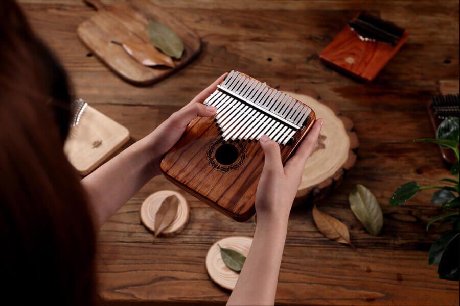 HLURU 21 Key Hollow Kalimba Thumb Piano, Gabonese Rosewood Guibourtia Box Resonace Single Board Trepanning C Tone Kalimba Instrument - HLURU.SHOP