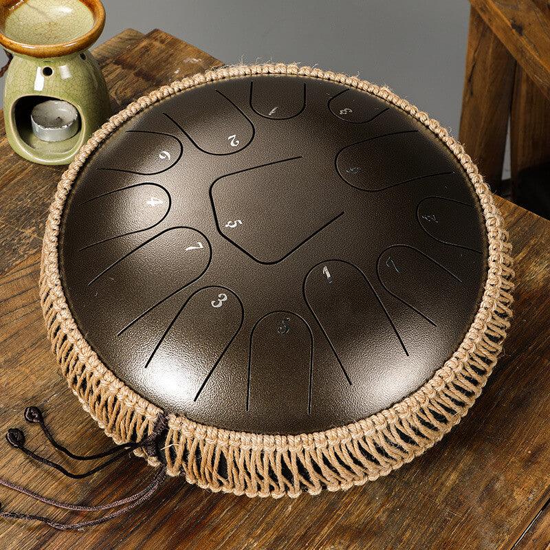 HLURU Alloy Steel Tongue Drum 13 Tone C Key Triangle Style - 12 Inches / 13 Notes - HLURU.SHOP