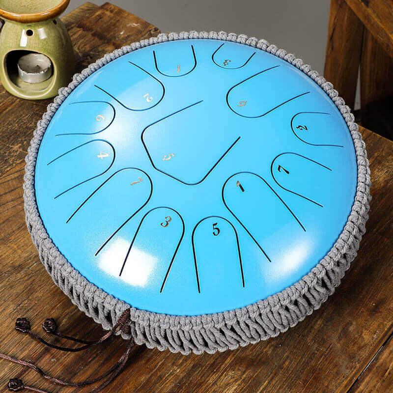 HLURU Alloy Steel Tongue Drum 13 Tone C Key Triangle Style - 12 Inches / 13 Notes - HLURU.SHOP