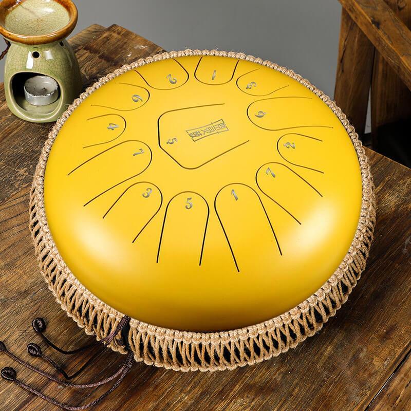 HLURU Alloy Steel Tongue Drum 13 Tone C Key Triangle Style - 12 Inches / 13 Notes - HLURU.SHOP