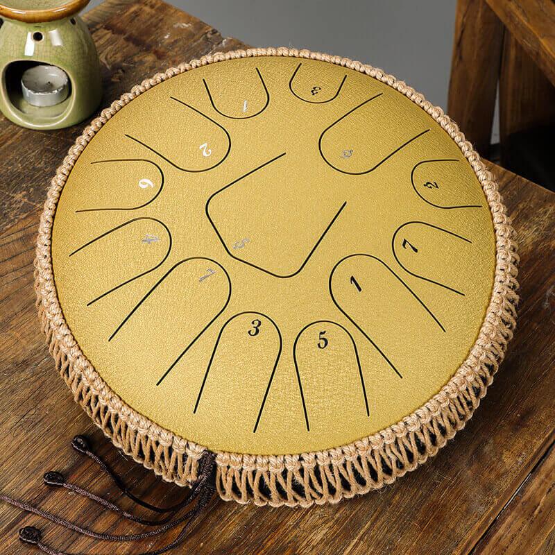 HLURU Alloy Steel Tongue Drum 13 Tone C Key Triangle Style - 12 Inches / 13 Notes - HLURU.SHOP