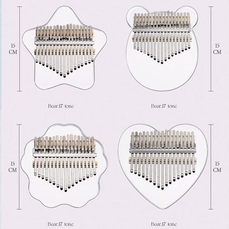 HLURU Bear/Fawn Transparent Acrylic 17/21 Key Flat Board Kalimba Thumb Piano For Children, Single Board C Tone Kalimba Instrument - HLURU.SHOP