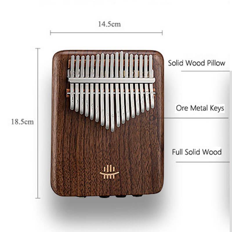 HLURU EQ 17/21 Key Flat Board Kalimba Thumb Piano, American Black Walnut / African Walnut Single Board C Tone Kalimba Instrument - HLURU.SHOP