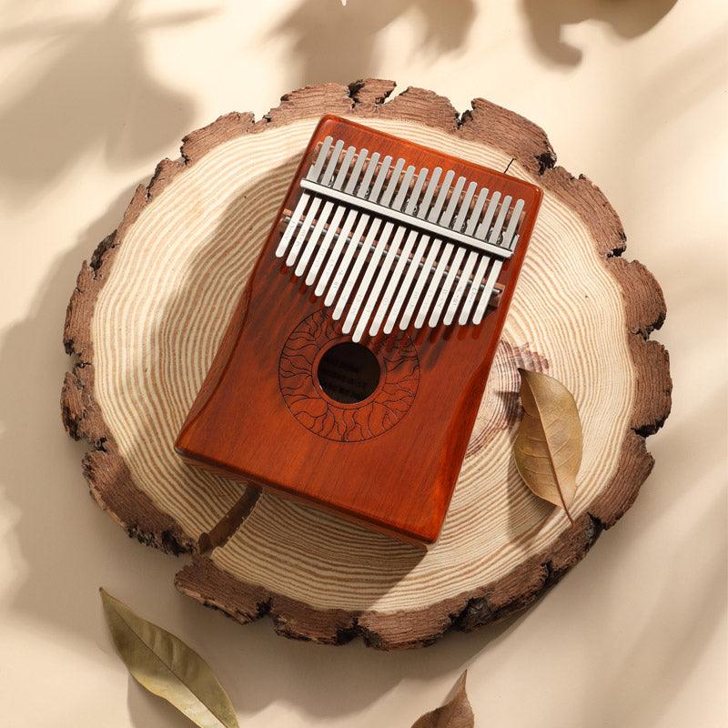 HLURU Huashu 17 Key Hollow Kalimba Thumb Piano, Acacia Armrest Round Hole Opening Box Resonace Single Board Trepanning C Tone Kalimba Instrument - HLURU.SHOP