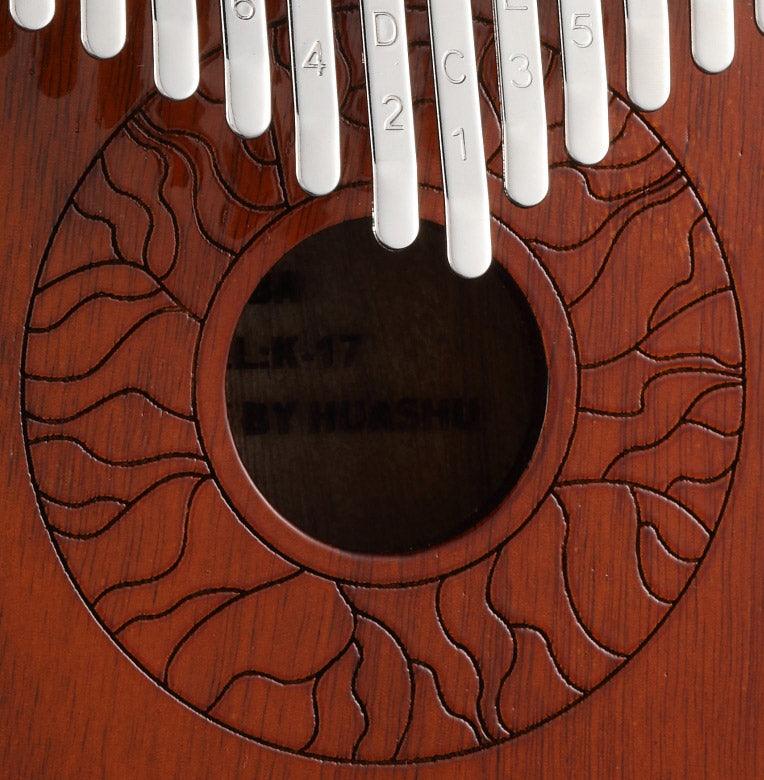 HLURU Huashu 17 Key Hollow Kalimba Thumb Piano, Acacia Armrest Round Hole Opening Box Resonace Single Board Trepanning C Tone Kalimba Instrument - HLURU.SHOP