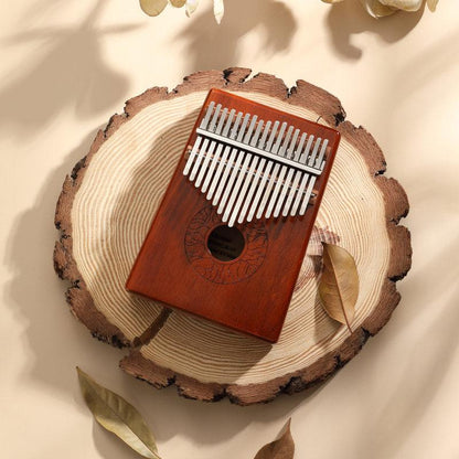 HLURU Huashu 17 Key Hollow Kalimba Thumb Piano, Acacia Round Hole Opening Box Resonace Single Board Trepanning C Tone Kalimba Instrument - HLURU.SHOP