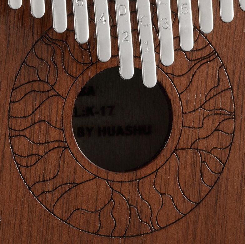 HLURU Huashu 17 Key Hollow Kalimba Thumb Piano, Acacia Round Hole Opening Box Resonace Single Board Trepanning C Tone Kalimba Instrument - HLURU.SHOP