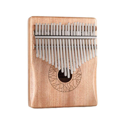 HLURU Huashu 21 Key Hollow Kalimba Thumb Piano, Mahogany Core Armrest Round Hole Opening Box Resonace Single Board Trepanning C Tone Kalimba Instrument - HLURU.SHOP