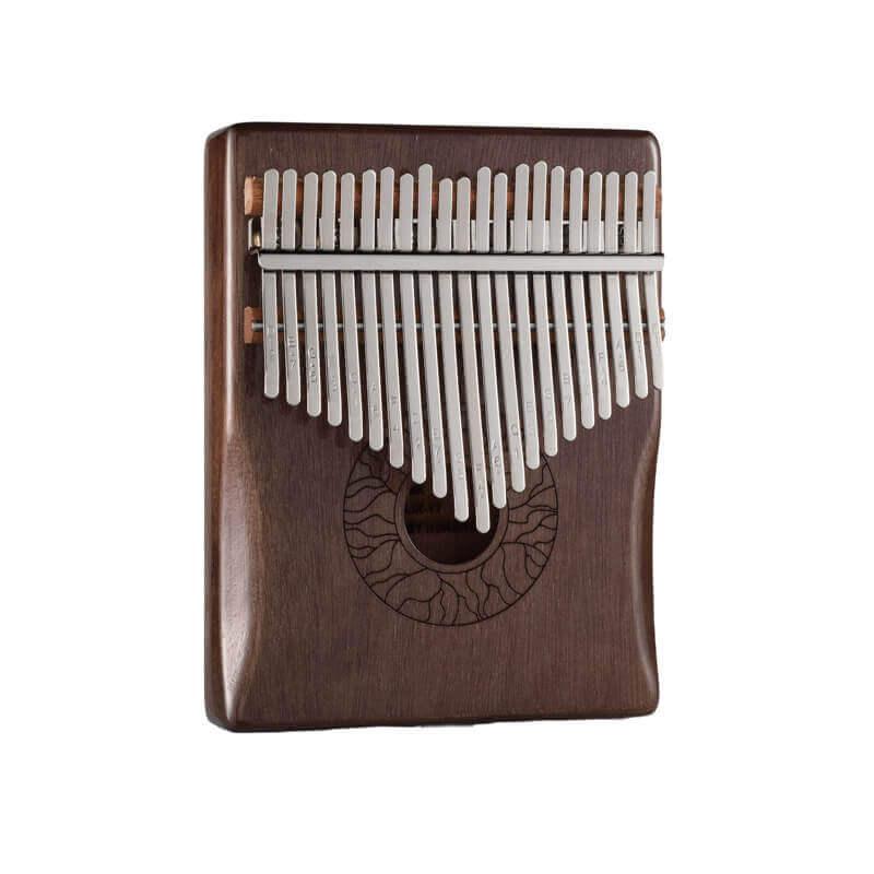 HLURU Huashu 21 Key Hollow Kalimba Thumb Piano, Mahogany Core Armrest Round Hole Opening Box Resonace Single Board Trepanning C Tone Kalimba Instrument - HLURU.SHOP