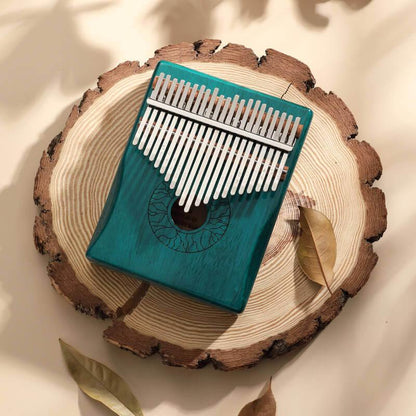 HLURU Huashu 21 Key Hollow Kalimba Thumb Piano, Mahogany Core Armrest Round Hole Opening Box Resonace Single Board Trepanning C Tone Kalimba Instrument - HLURU.SHOP