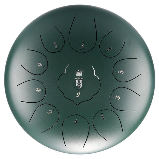 HLURU Huashu Lotus Carbon Steel Tongue Drum 12 Inches 11 Notes D Key Percussion Instrument - HLURU.SHOP