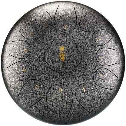 HLURU Huashu Lotus Carbon Steel Tongue Drum 12 Inches 13 Notes C Major Percussion Instrument - HLURU.SHOP