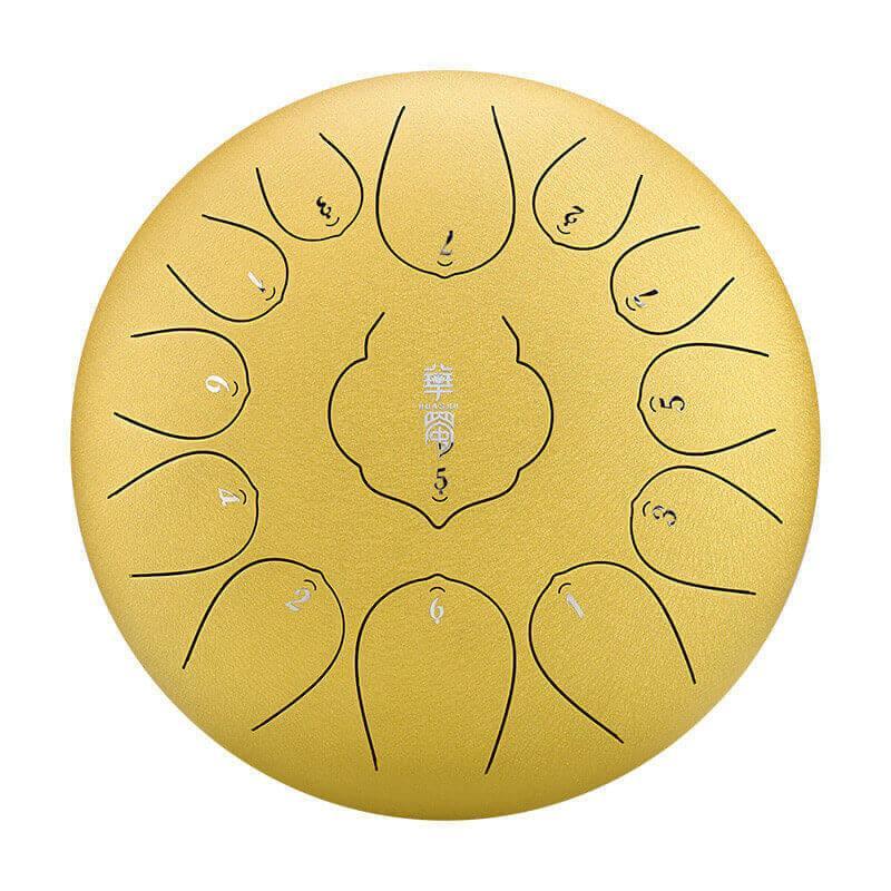 HLURU Huashu Lotus Carbon Steel Tongue Drum 12 Inches 13 Notes C Major Percussion Instrument - HLURU.SHOP