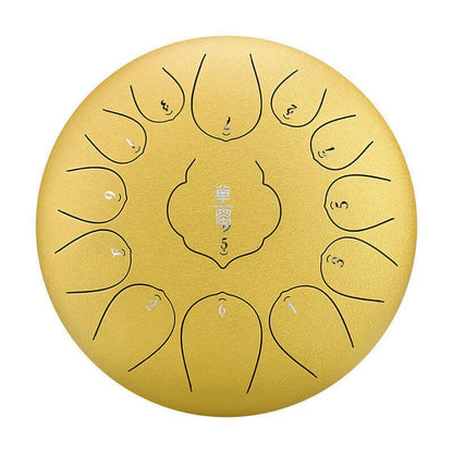 HLURU Huashu Lotus Carbon Steel Tongue Drum 12 Inches 13 Notes C Major Percussion Instrument - HLURU.SHOP