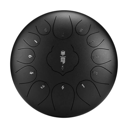 HLURU Huashu Lotus Carbon Steel Tongue Drum 12 Inches 13 Notes C Major Percussion Instrument - HLURU.SHOP