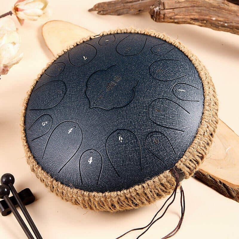 HLURU Huashu Lotus Carbon Steel Tongue Drum 14 Inches 15 Notes D Key Percussion Instrument - HLURU.SHOP