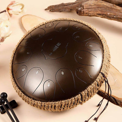 HLURU Huashu Lotus Carbon Steel Tongue Drum 14 Inches 15 Notes D Key Percussion Instrument - HLURU.SHOP